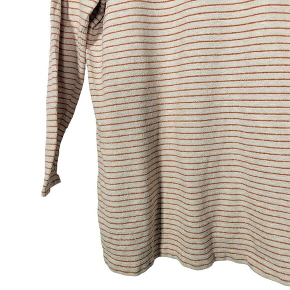 J. Jill Women's Striped Terry Style Light Weight Cream & Orange Sweater Size XL - Picture 6 of 12